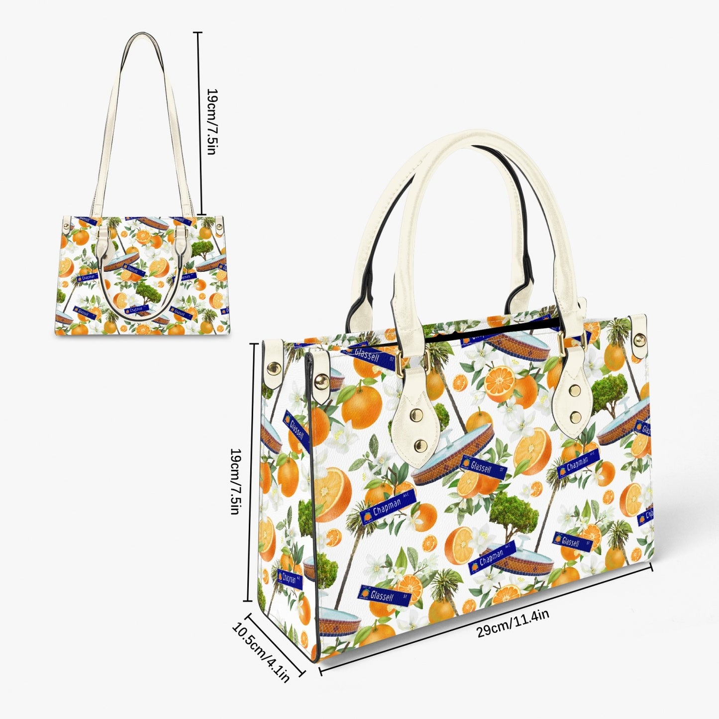 "Miss Orange" Old Town Hawaiian Purse in White with Long Strap