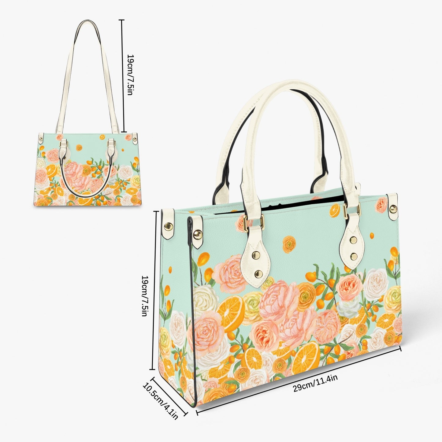 Citrus Blossom Women's Purse in Mint - Long Strap