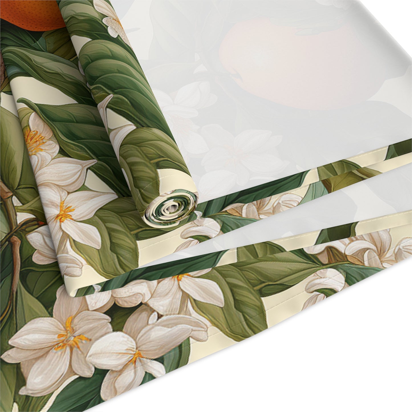 Botanical Orange Table Runner - Floral Poly Decor for Home Dining
