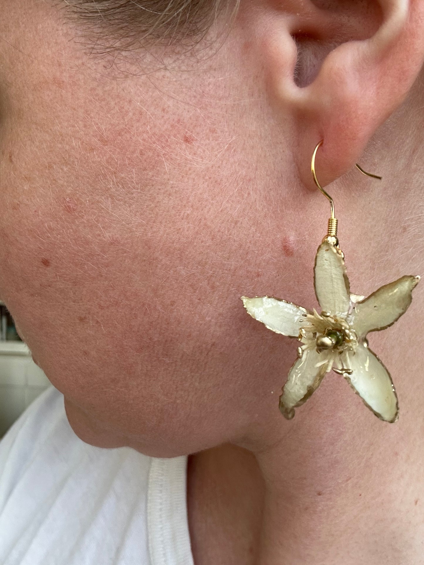 Real Orange Blossom Earrings