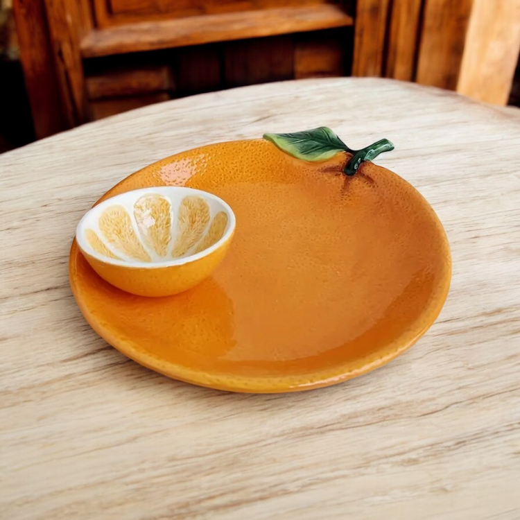 Ceramic Orange Serving Set