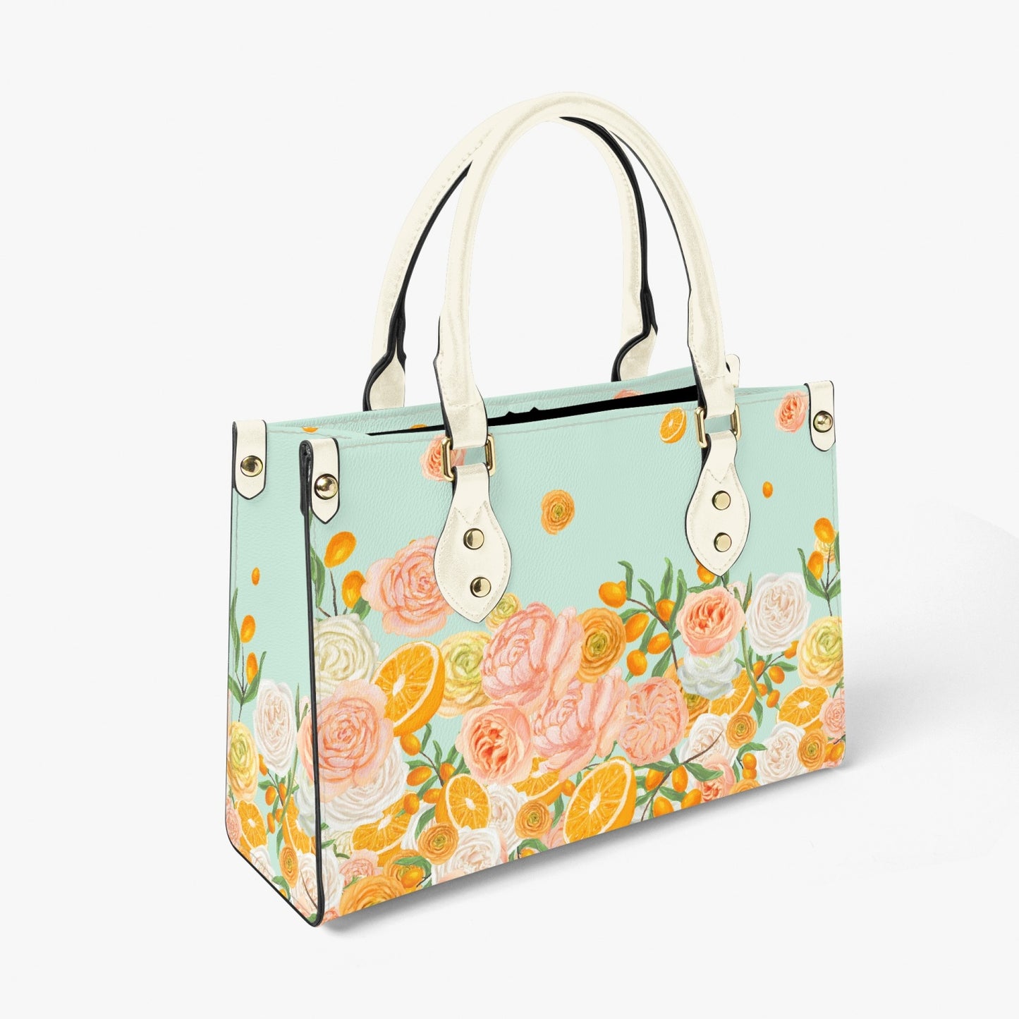 Citrus Blossom Women's Purse in Mint - Long Strap