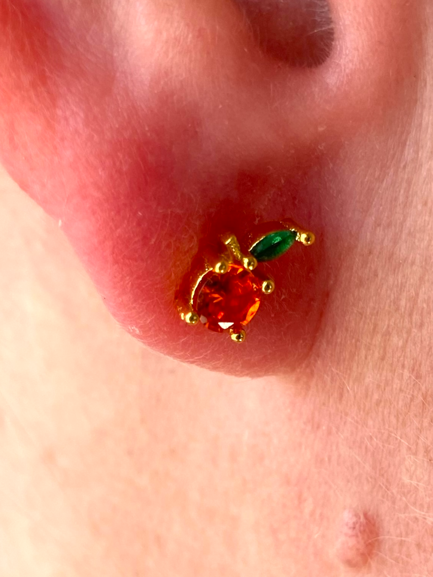 Orange Rhinestone Stud Earrings