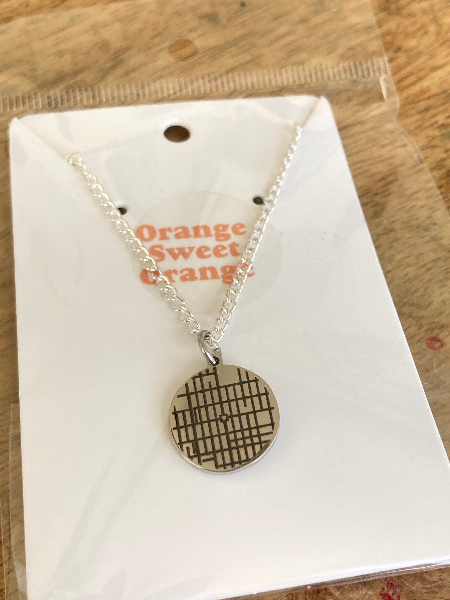 Silver Old Towne Map Necklace
