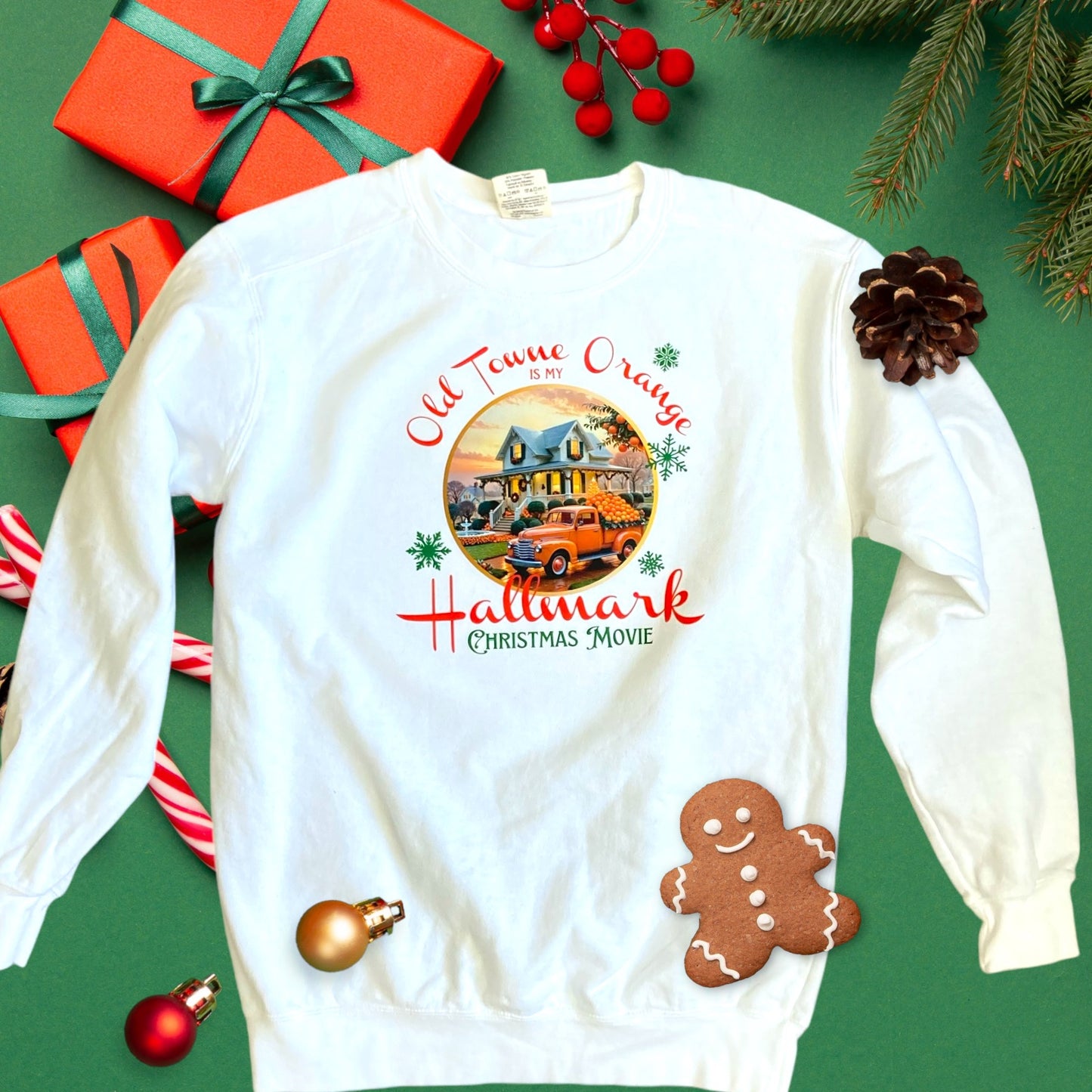 Hallmark Christmas Movie Sweatshirt Shirt Old Towne Orange