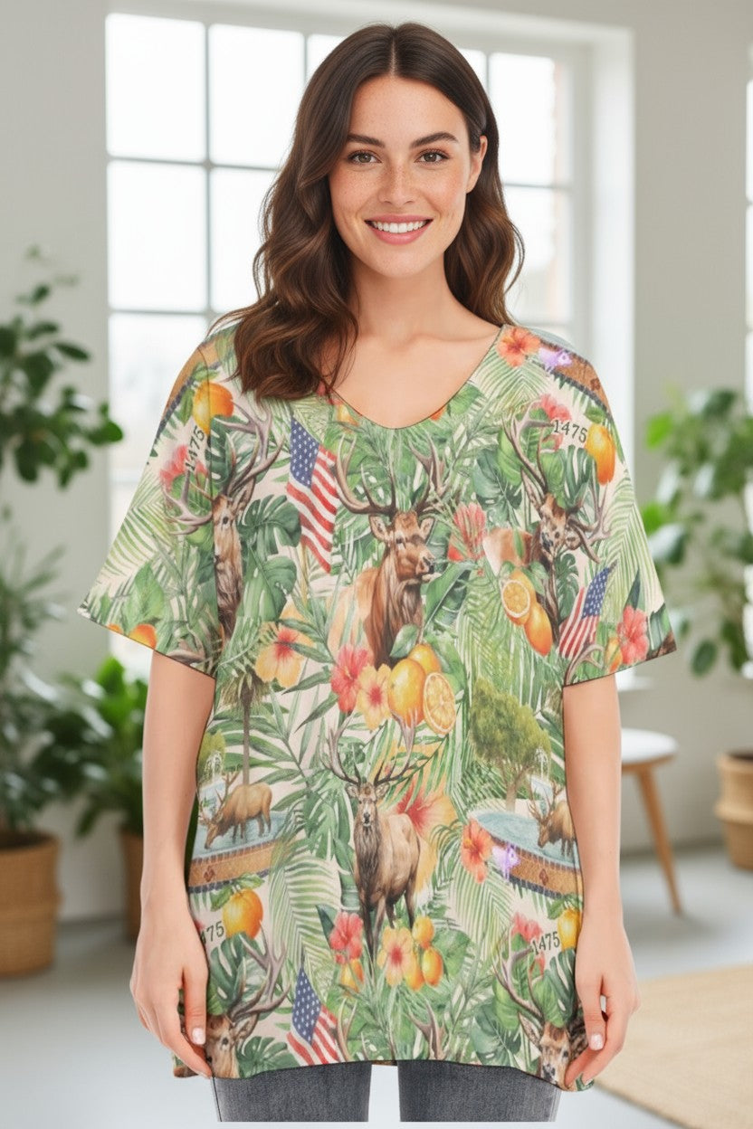 Elks Lodge 1475 Tribute Bat-Sleeve Blouse