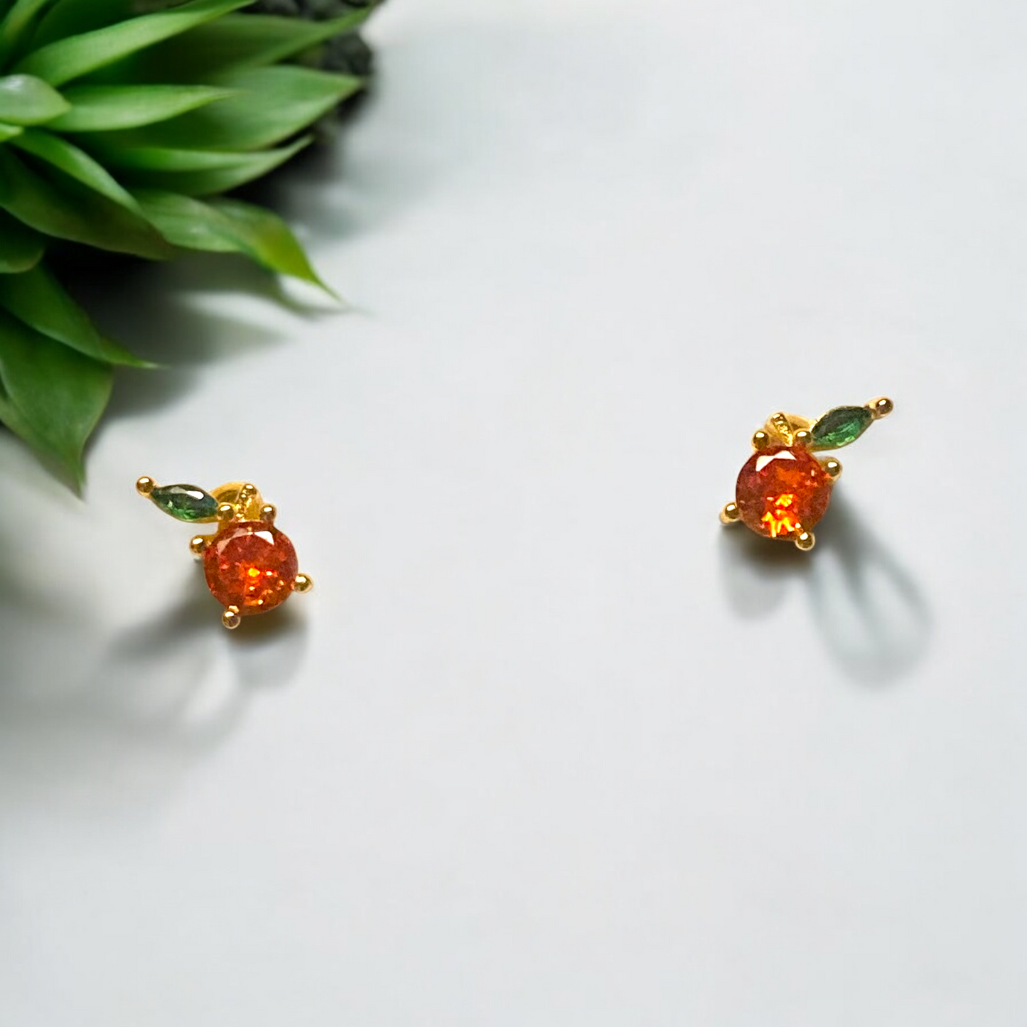 Orange Rhinestone Stud Earrings