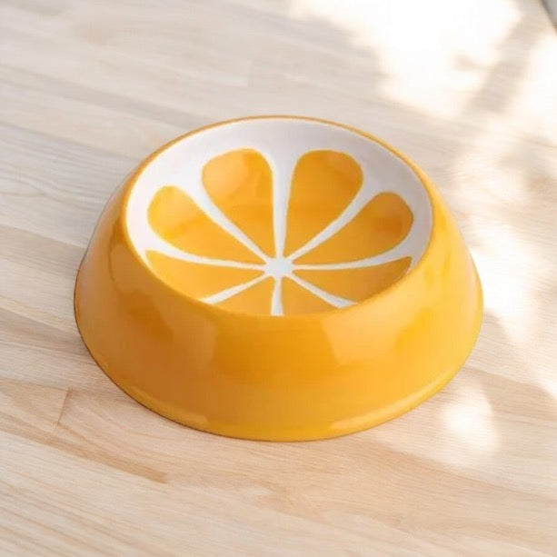Orange Slice Ceramic Pet Food Bowl