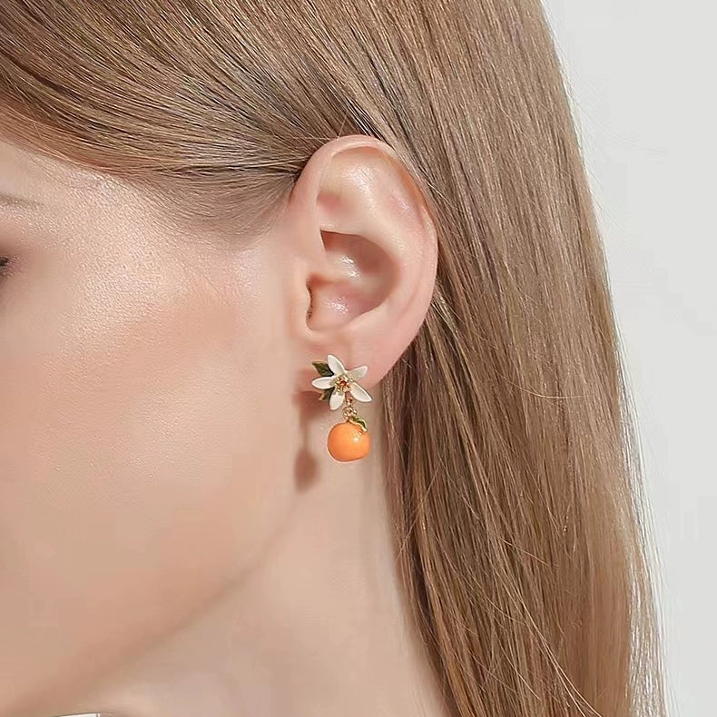 Sweet Cute Orange Flower Earrings