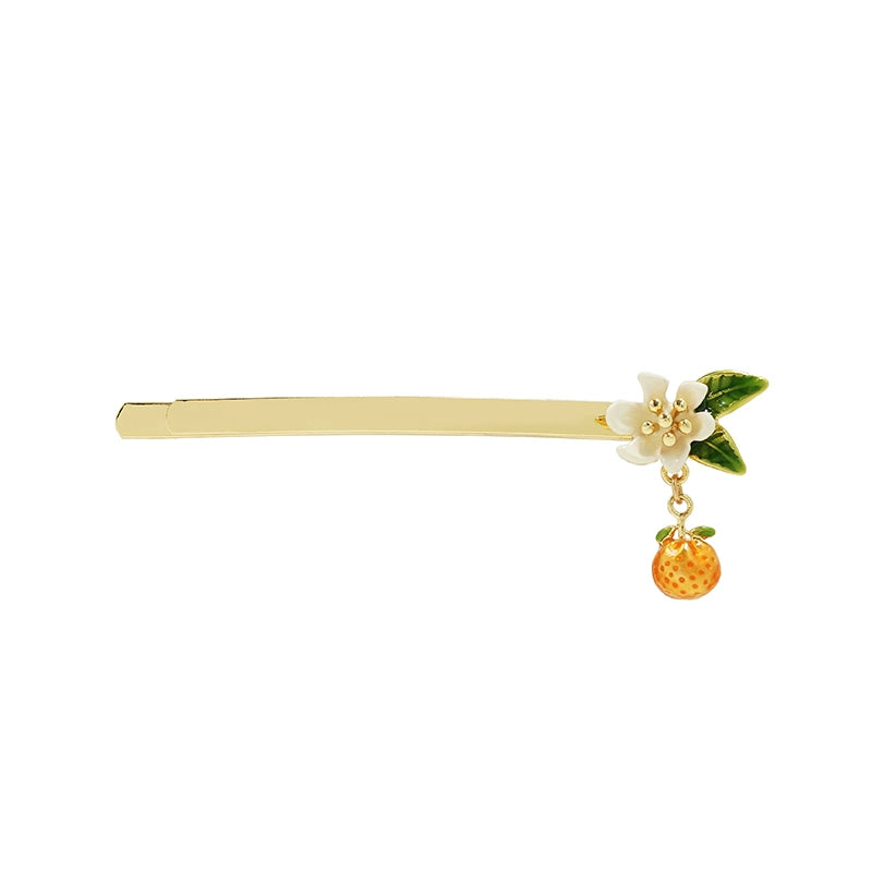 Vintage Orange Hand-Painted Enamel Barrette
