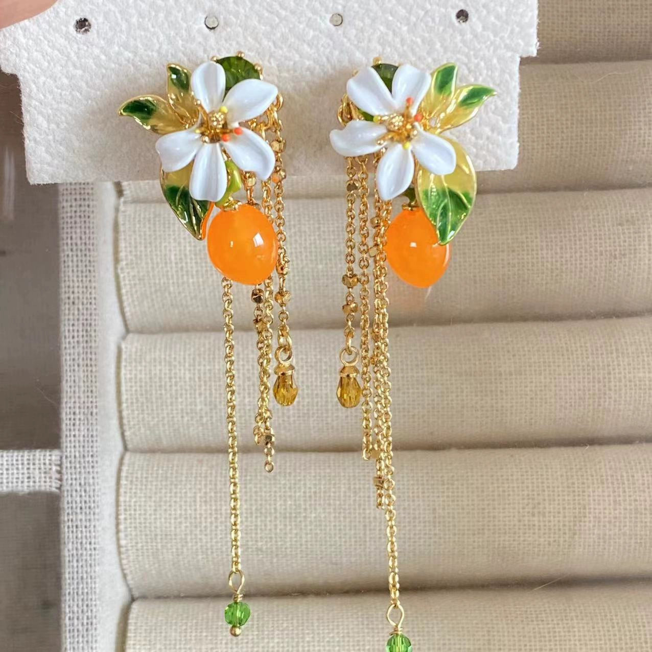 Summer Oranges Tassel Earrings