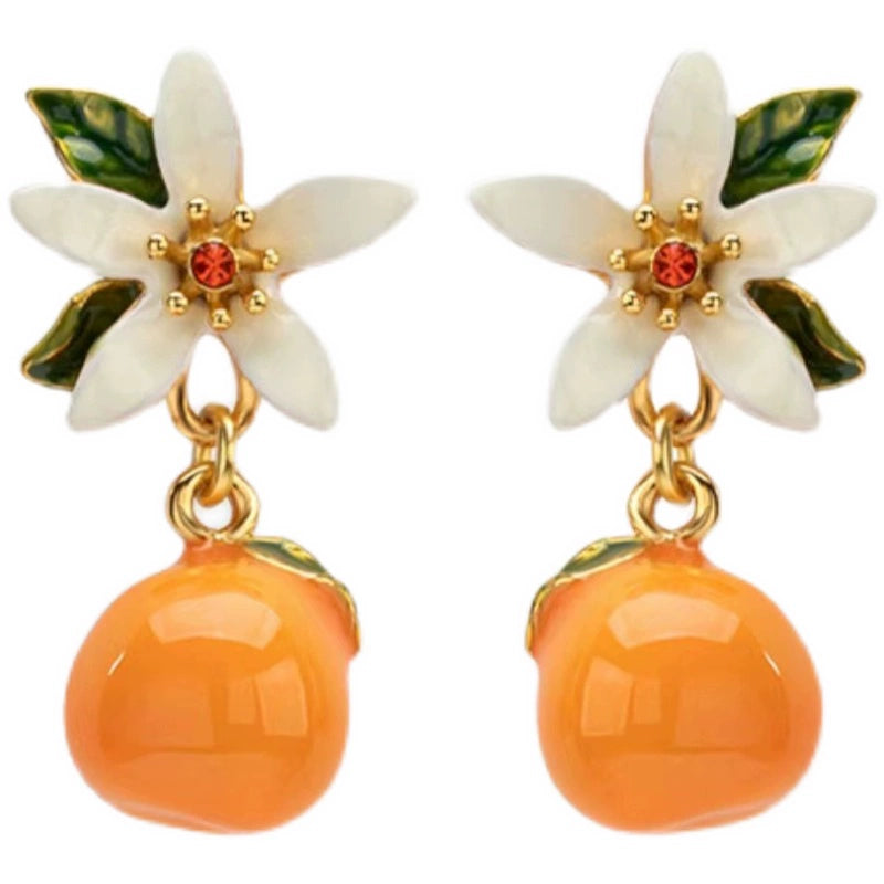 Sweet Cute Orange Flower Earrings