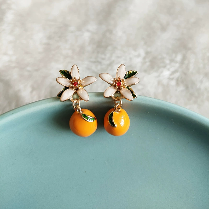 Sweet Cute Orange Flower Earrings