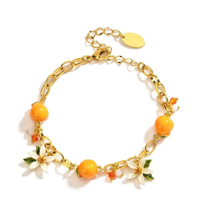 Orange Bracelet With Gardenia Designs