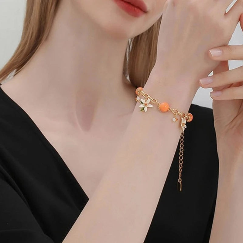 Orange Bracelet With Gardenia Designs