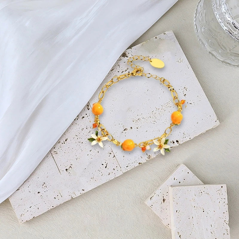 Orange Bracelet With Gardenia Designs