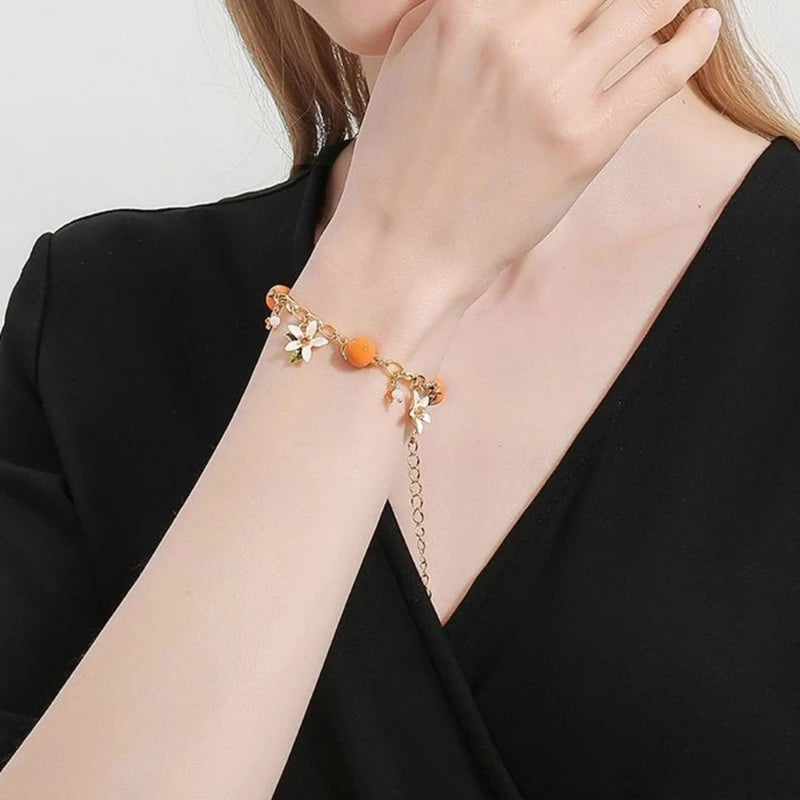 Orange Bracelet With Gardenia Designs