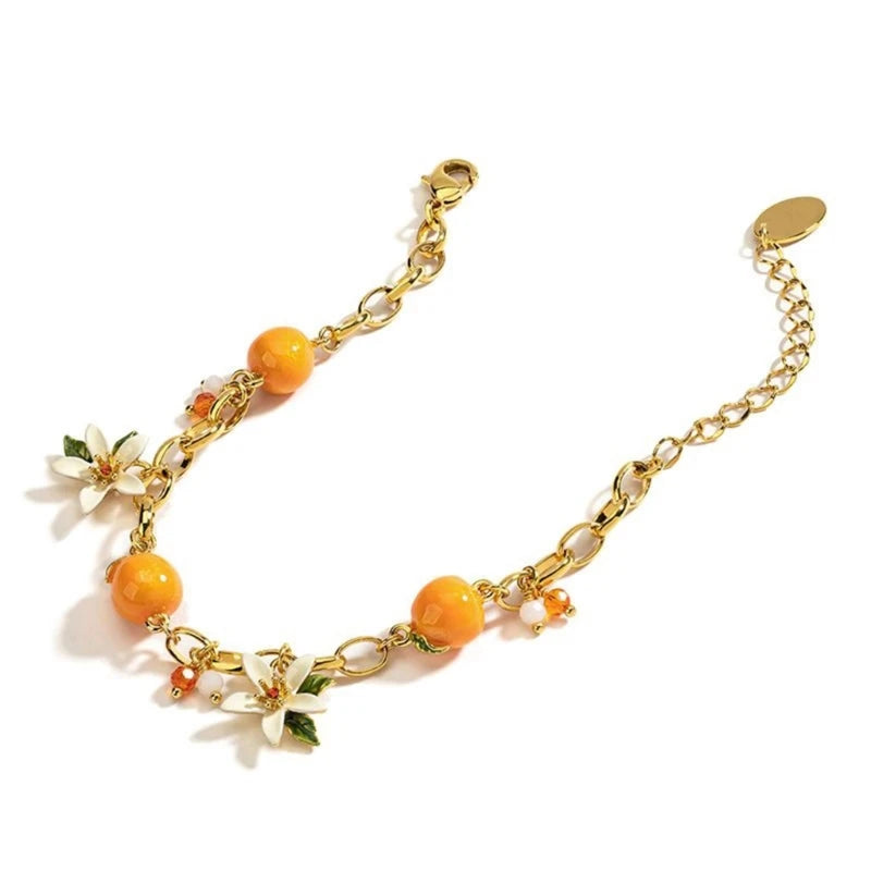 Orange Bracelet With Gardenia Designs