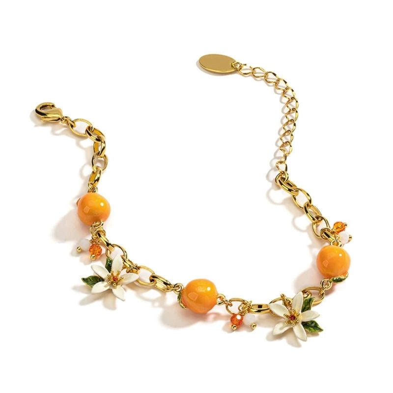 Orange Bracelet With Gardenia Designs