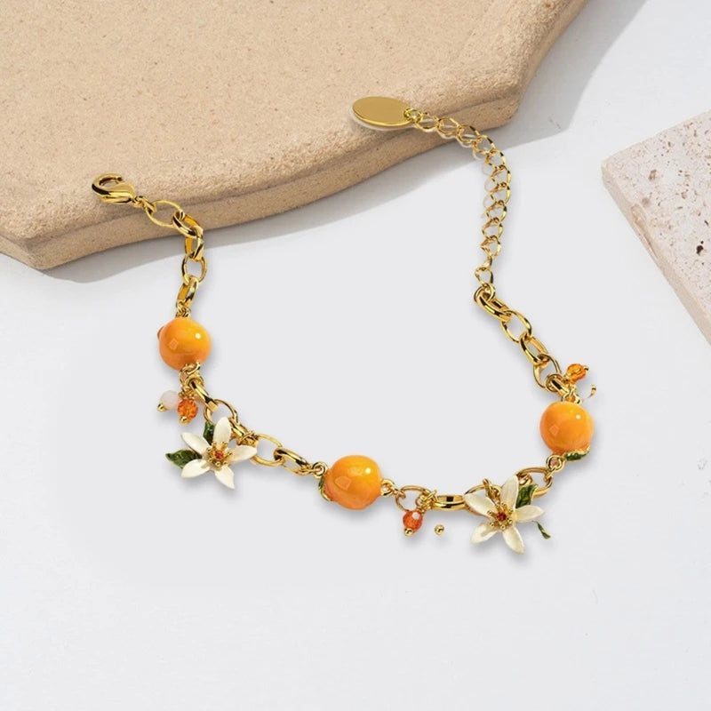 Orange Bracelet With Gardenia Designs