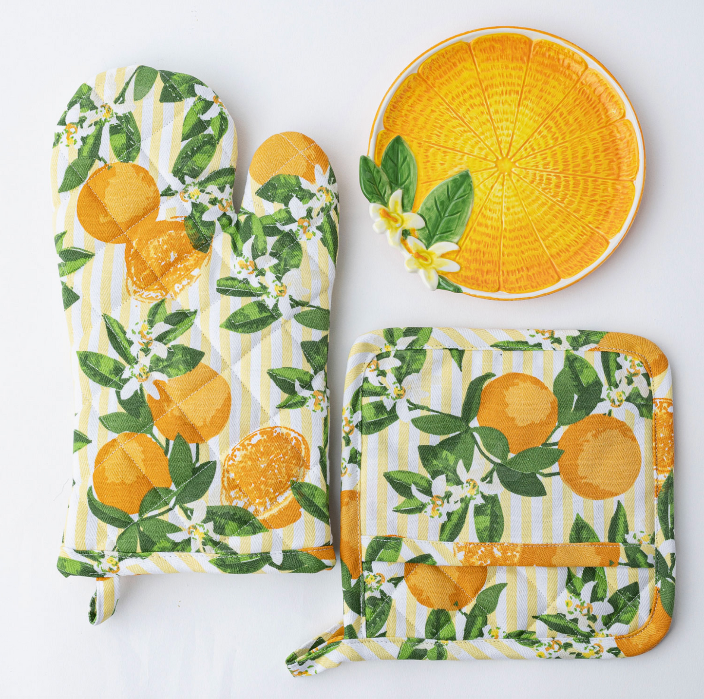 Orange Blossom Oven Mitt Set