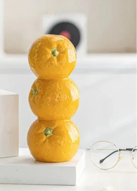 Triple Orange Ceramic Vase