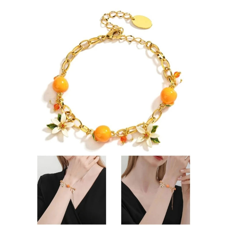 Orange Bracelet With Gardenia Designs