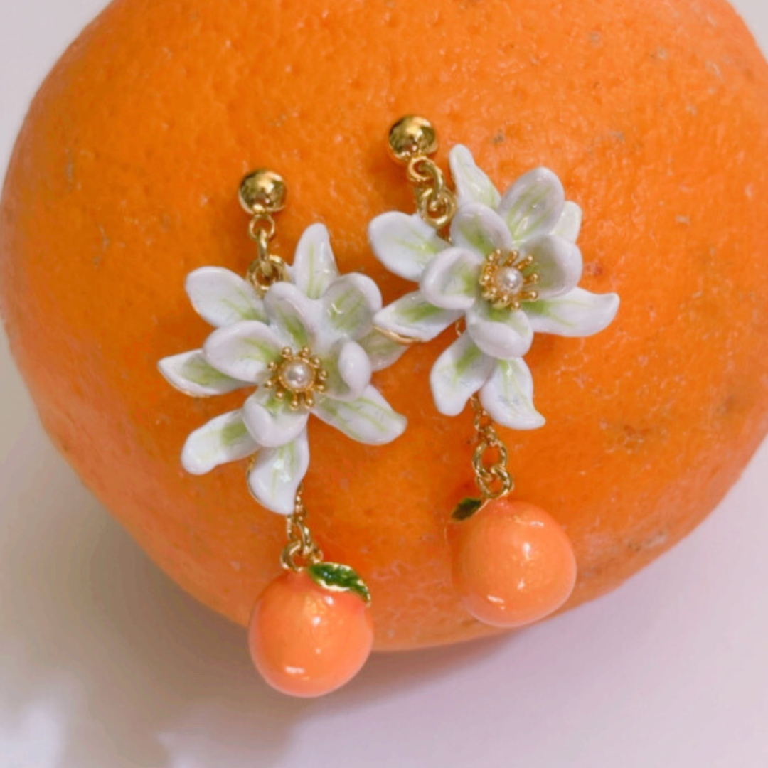 OT Orange Petals Drop Earrings