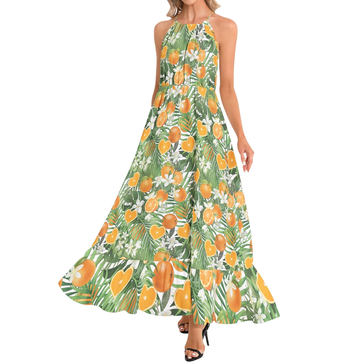 Love Orange Ruffle Hem Halter Neck Maxi Dress - 50% profits donated to Love Orange