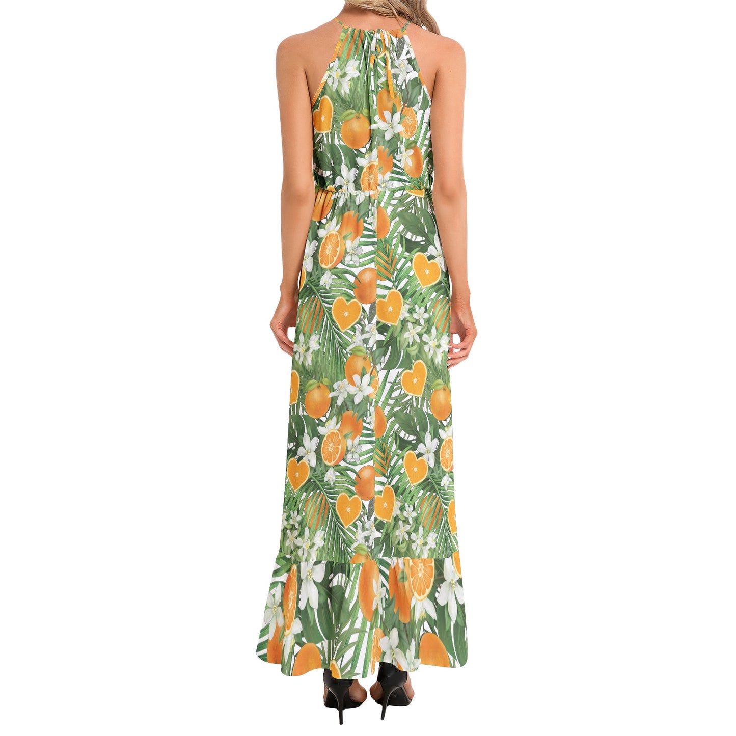 Love Orange Ruffle Hem Halter Neck Maxi Dress - 50% profits donated to Love Orange