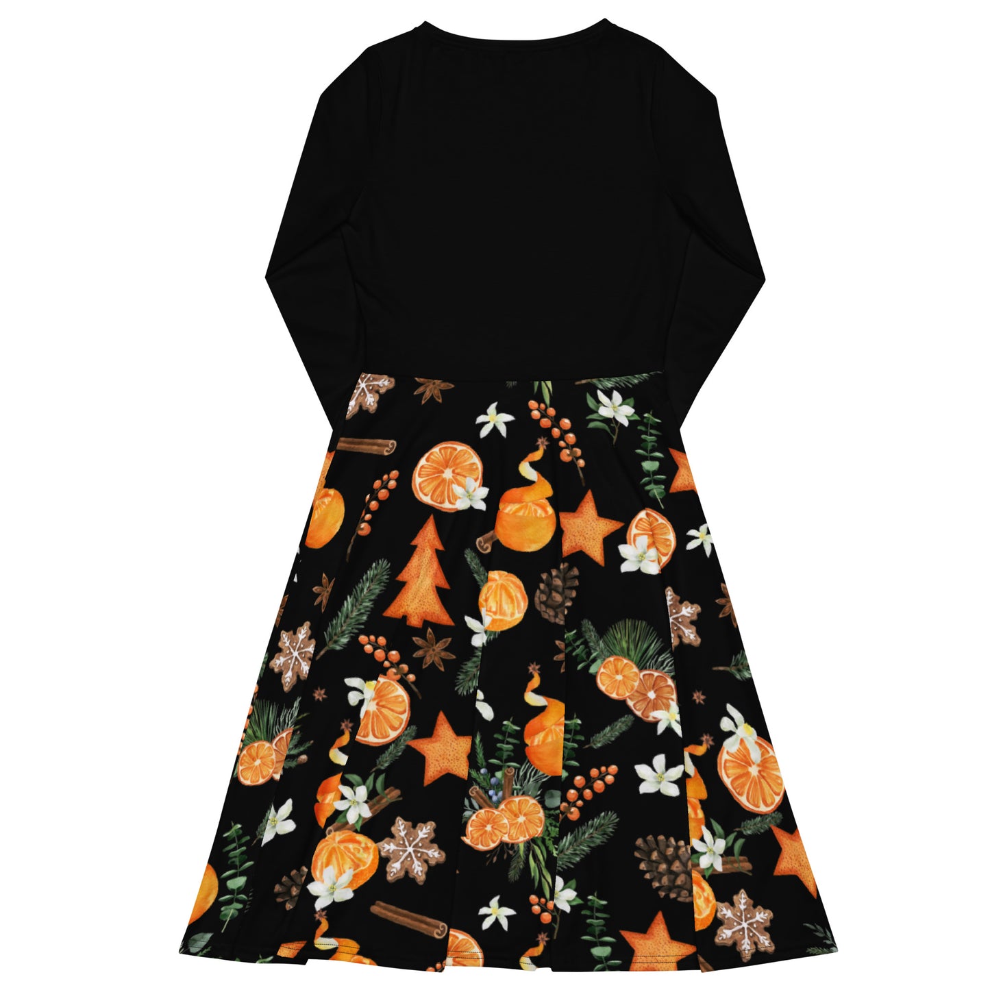 Orange Christmas Spice Black Dress