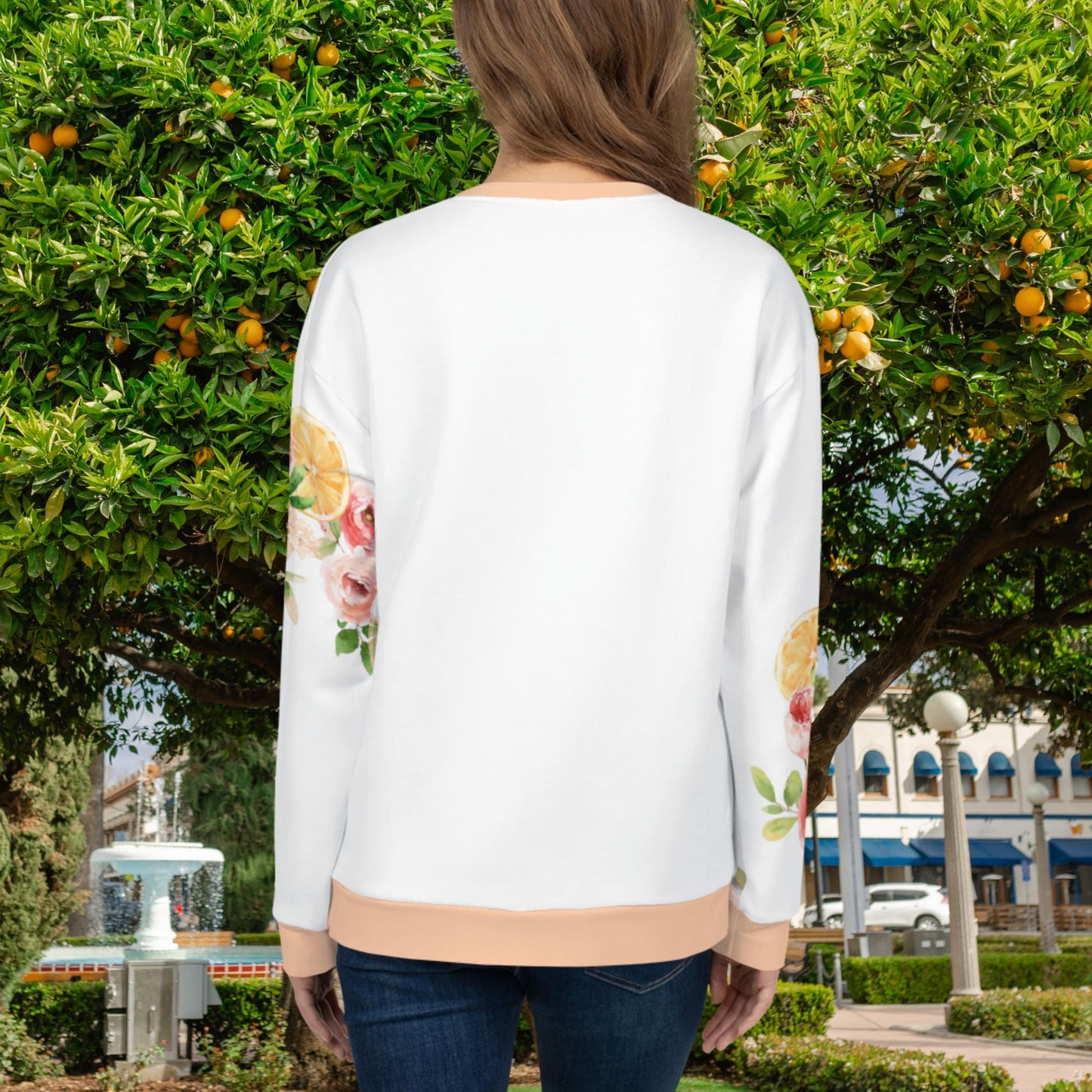 Orange Floral Sleeves Sweatshirt