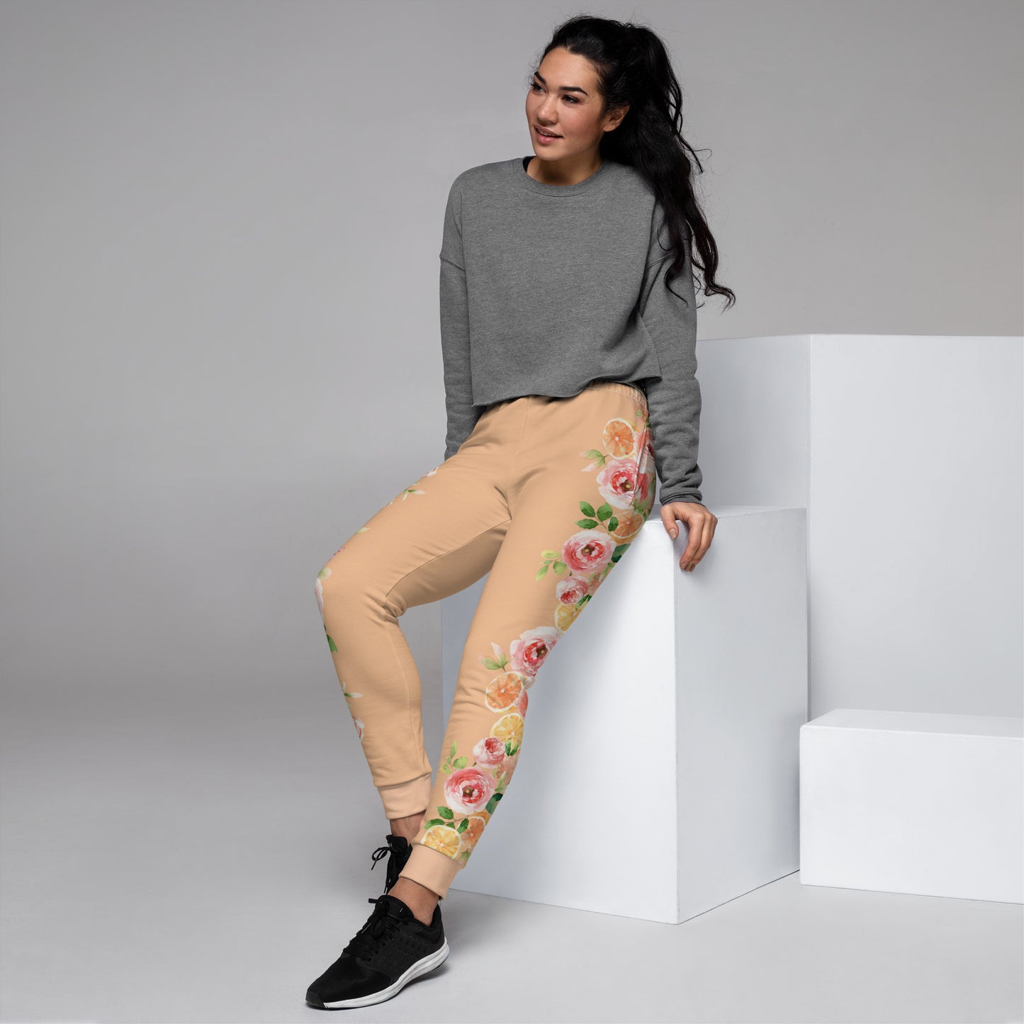 Orange Spring Floral Women's Joggers
