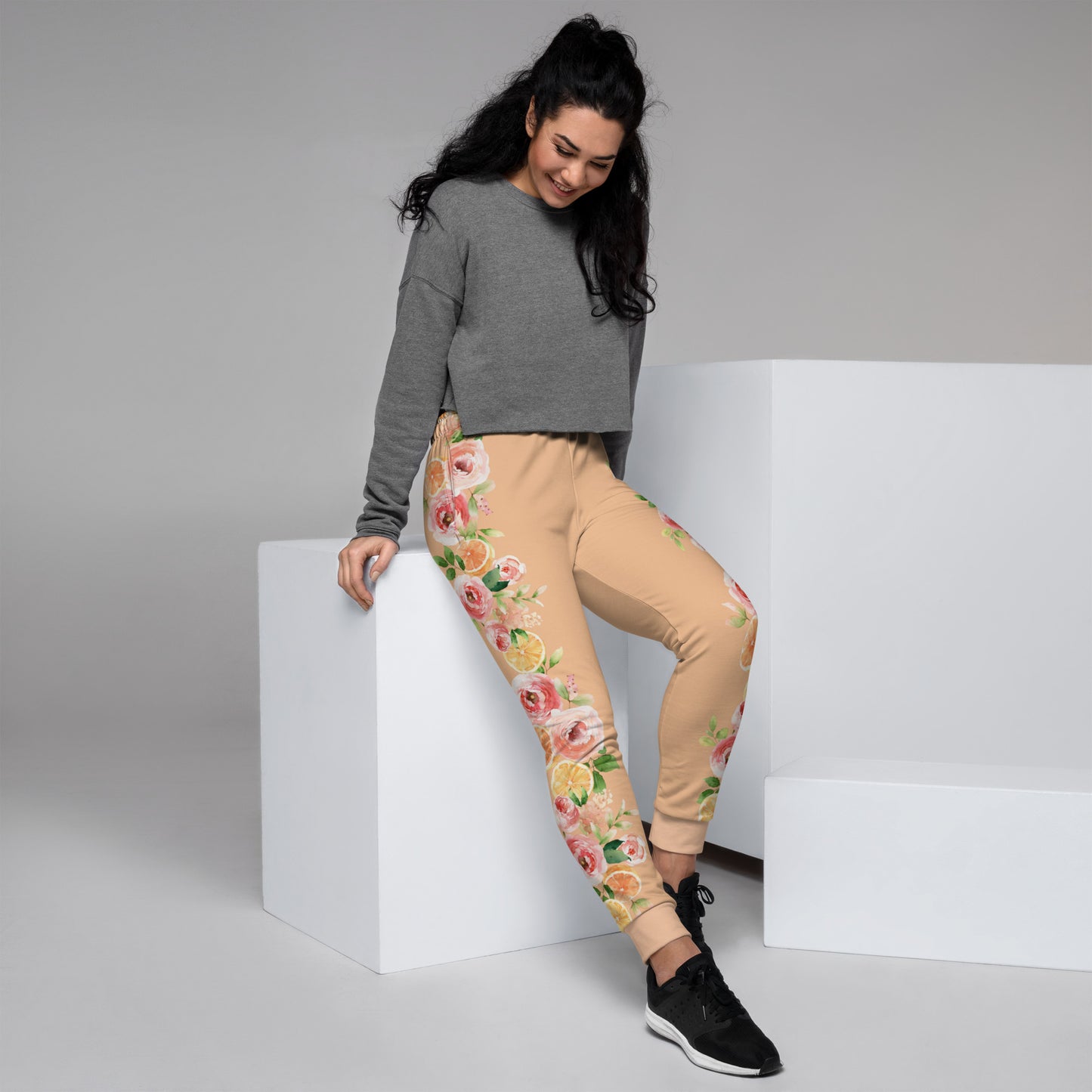 Orange Spring Floral Women's Joggers