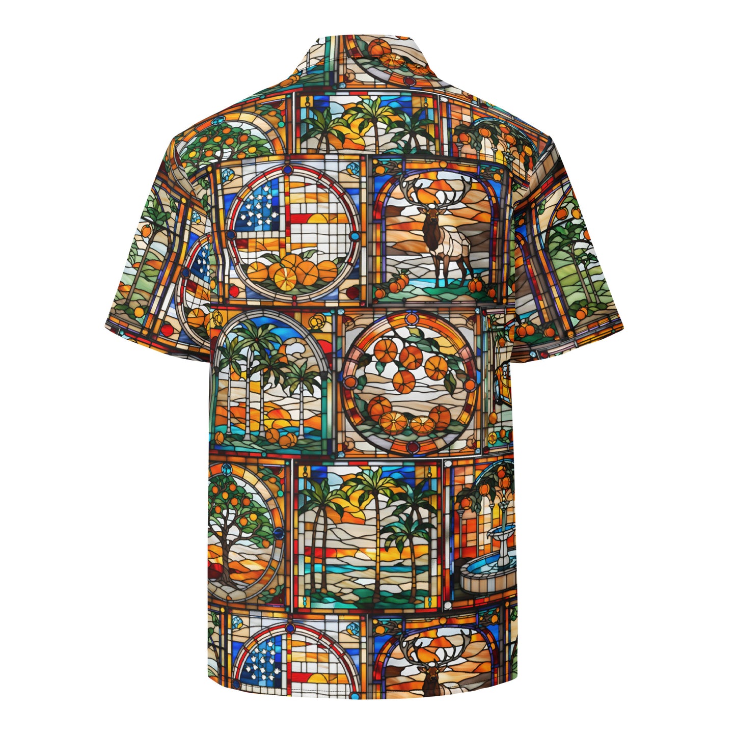 Elks of Orange Stained Glass Unisex button shirt
