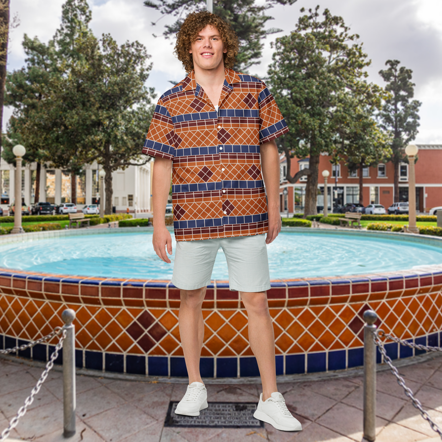 Fountain Tile button shirt