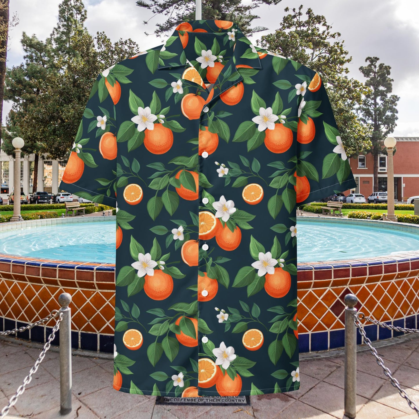 Navy Oranges button shirt
