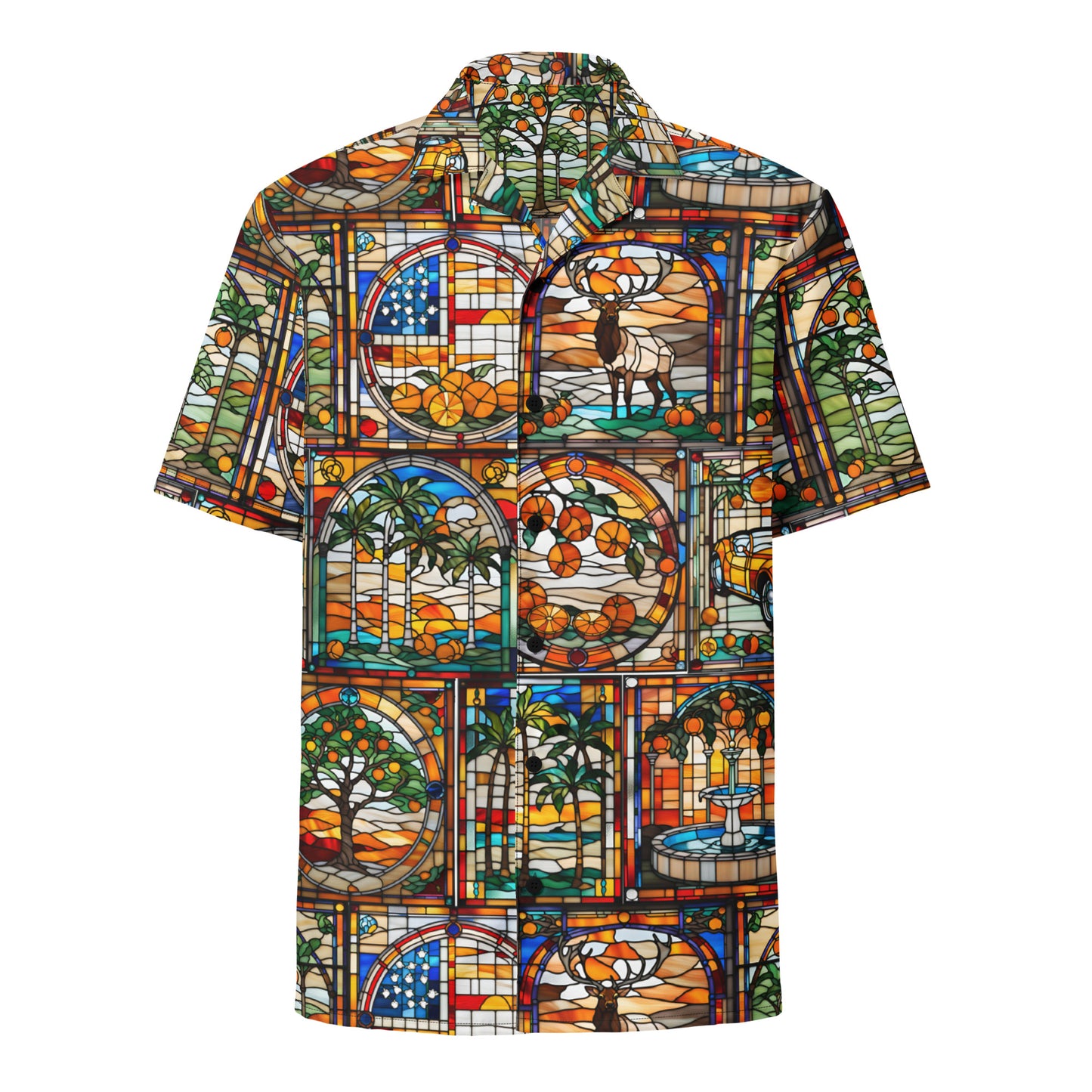 Elks of Orange Stained Glass Unisex button shirt