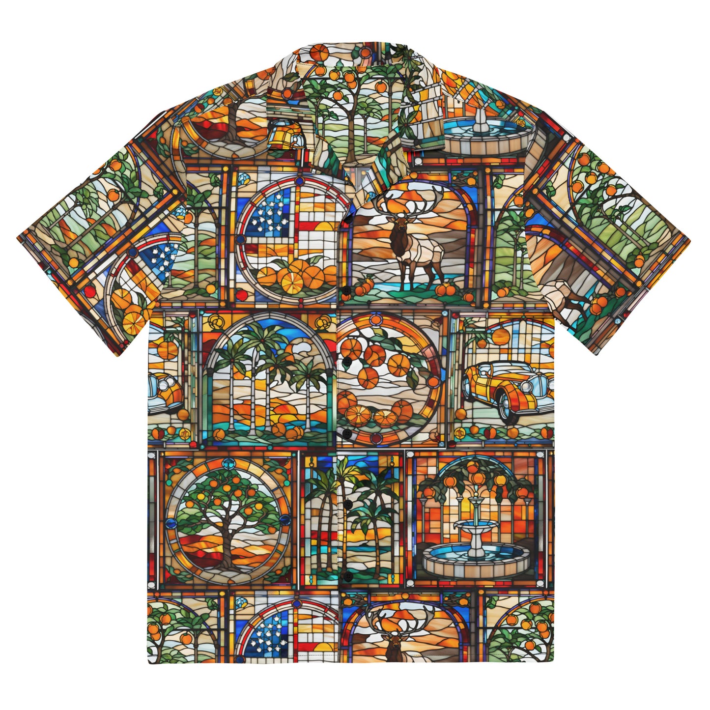 Elks of Orange Stained Glass Unisex button shirt