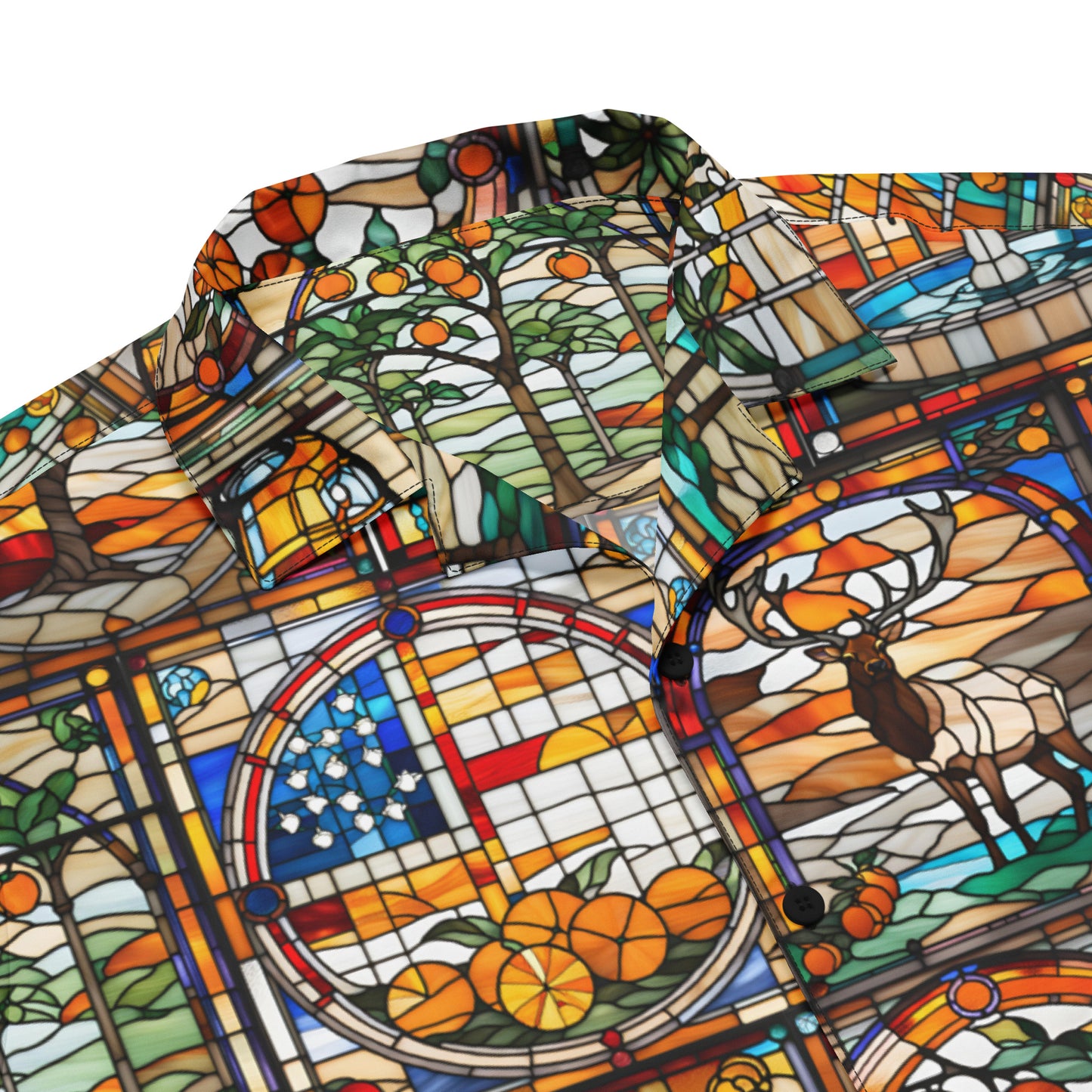 Elks of Orange Stained Glass Unisex button shirt