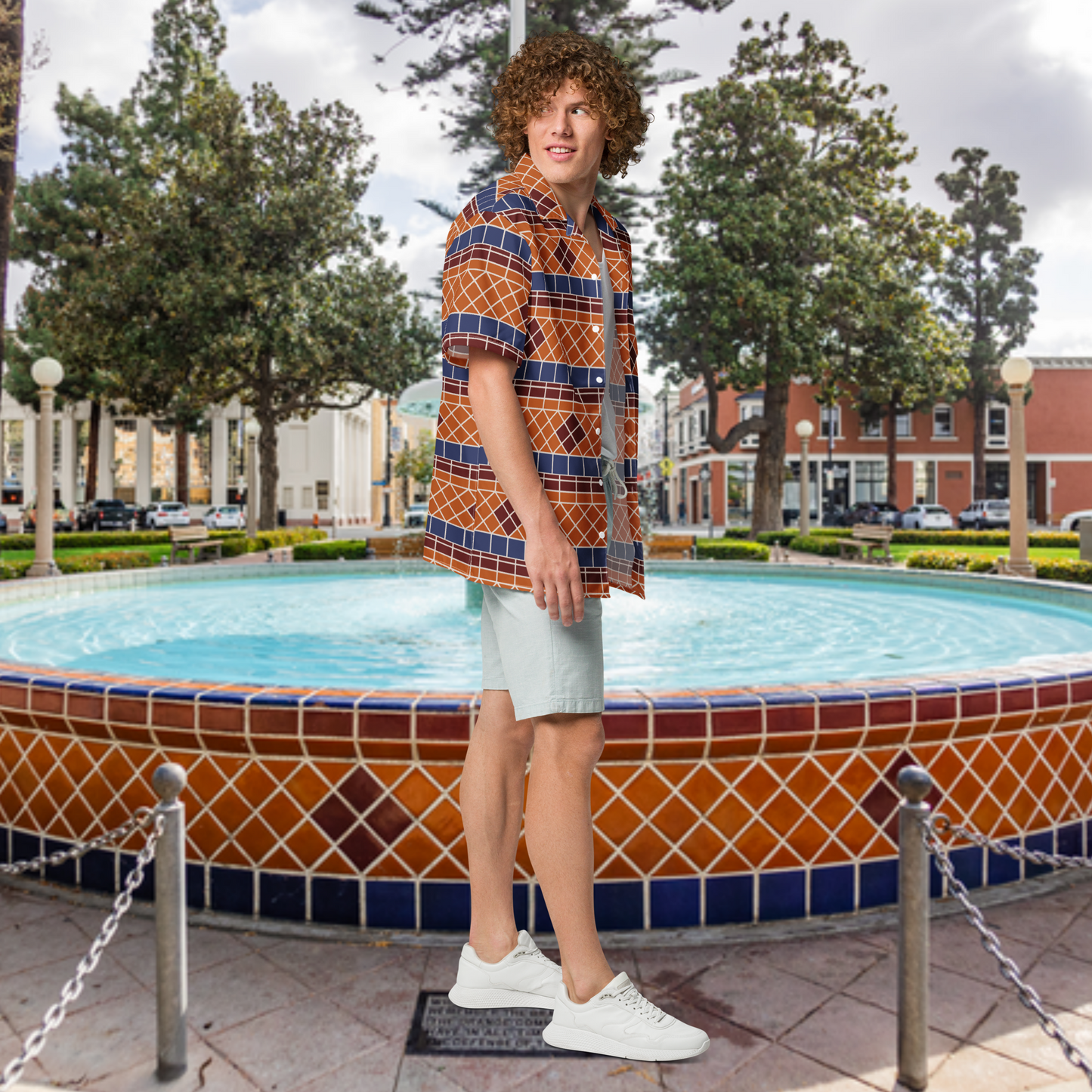 Fountain Tile button shirt
