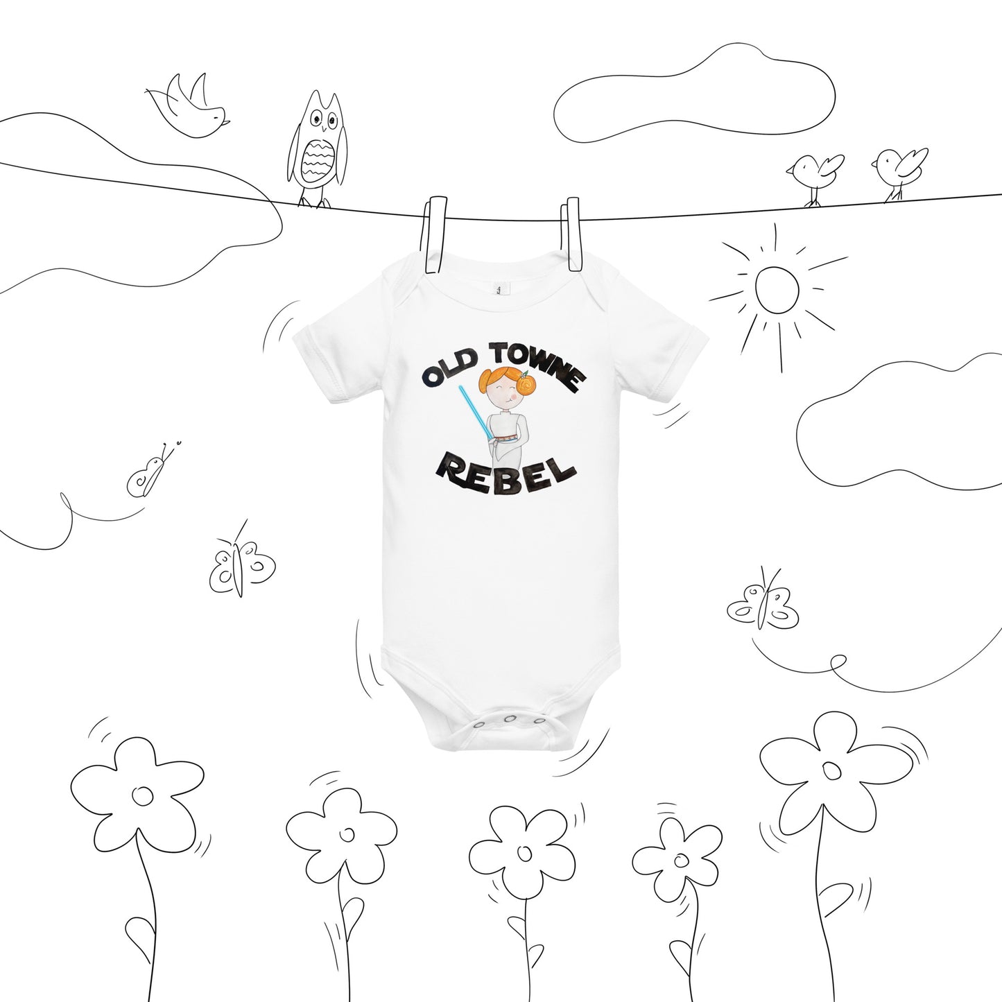 Old Towne Rebel Princess Baby Girl's Short Sleeve Onesie