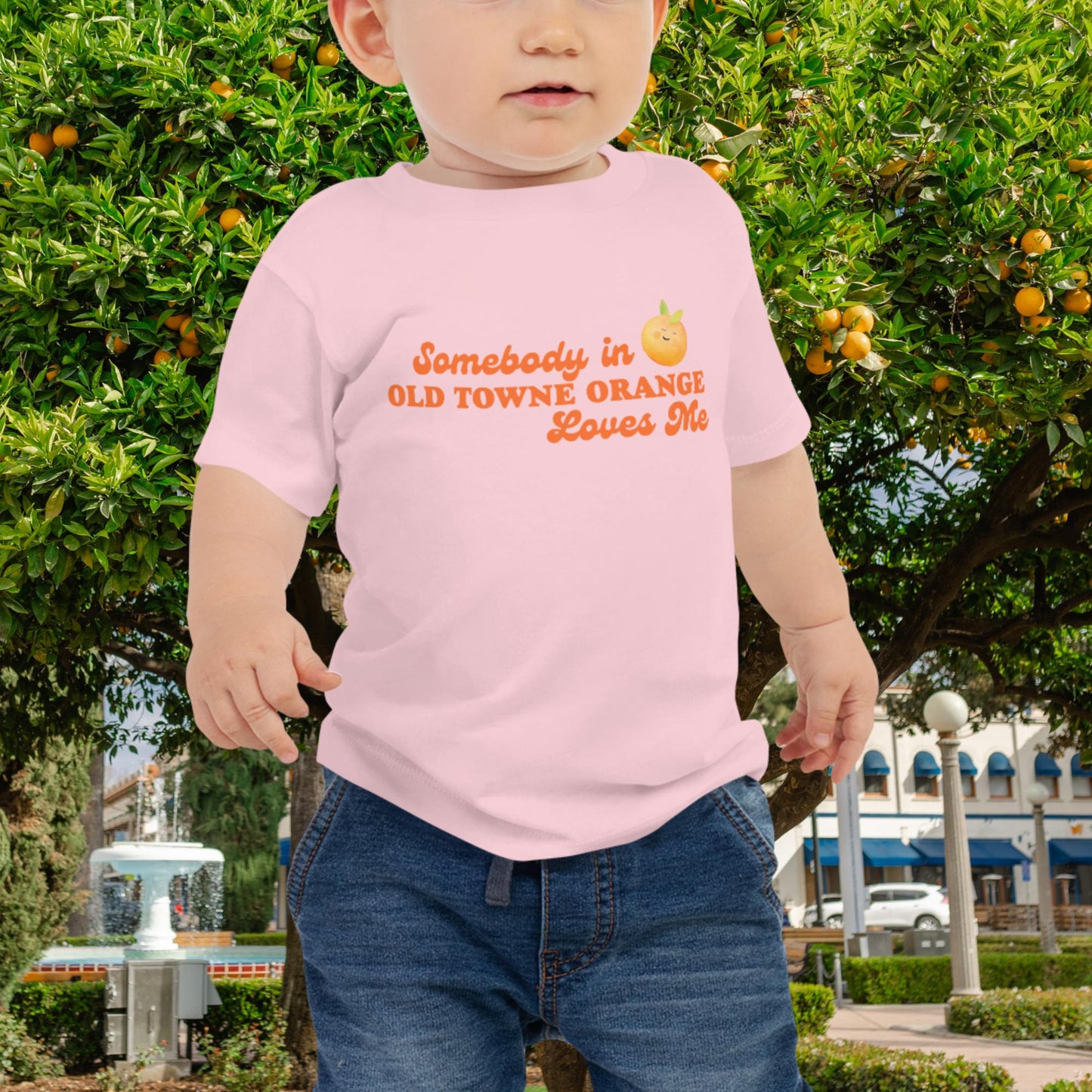 "Somebody in Old Towne Orange Loves me" Baby Short Sleeve Tee