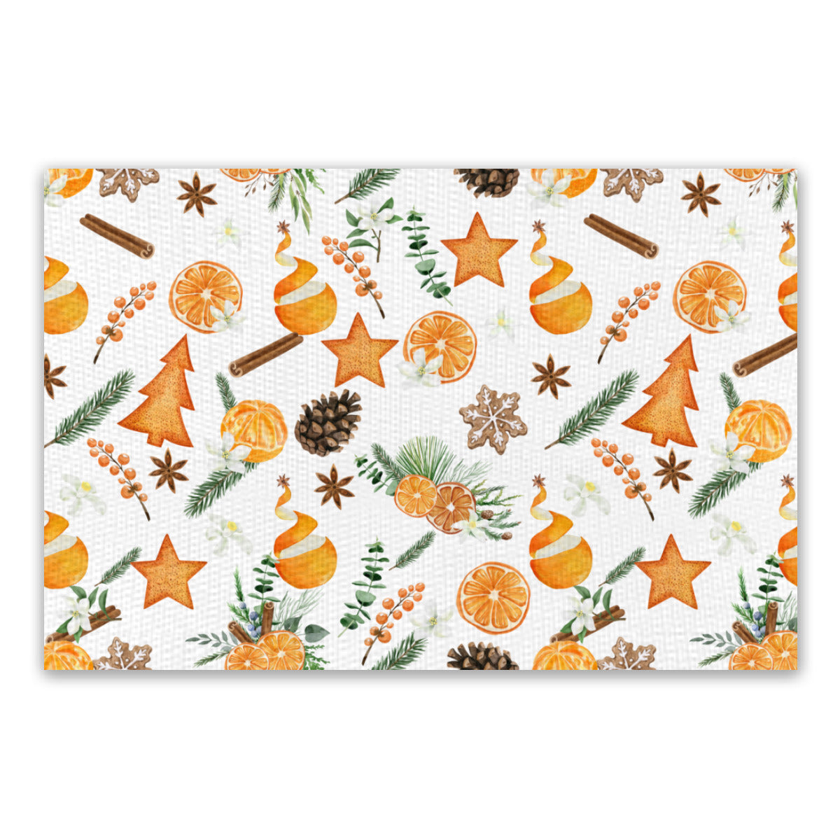 Citrus Spice Christmas Placemats in White
