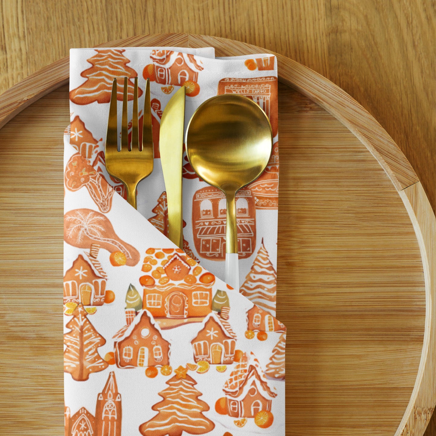 Old Towne Gingerbread Village Cloth Napkin set of 4
