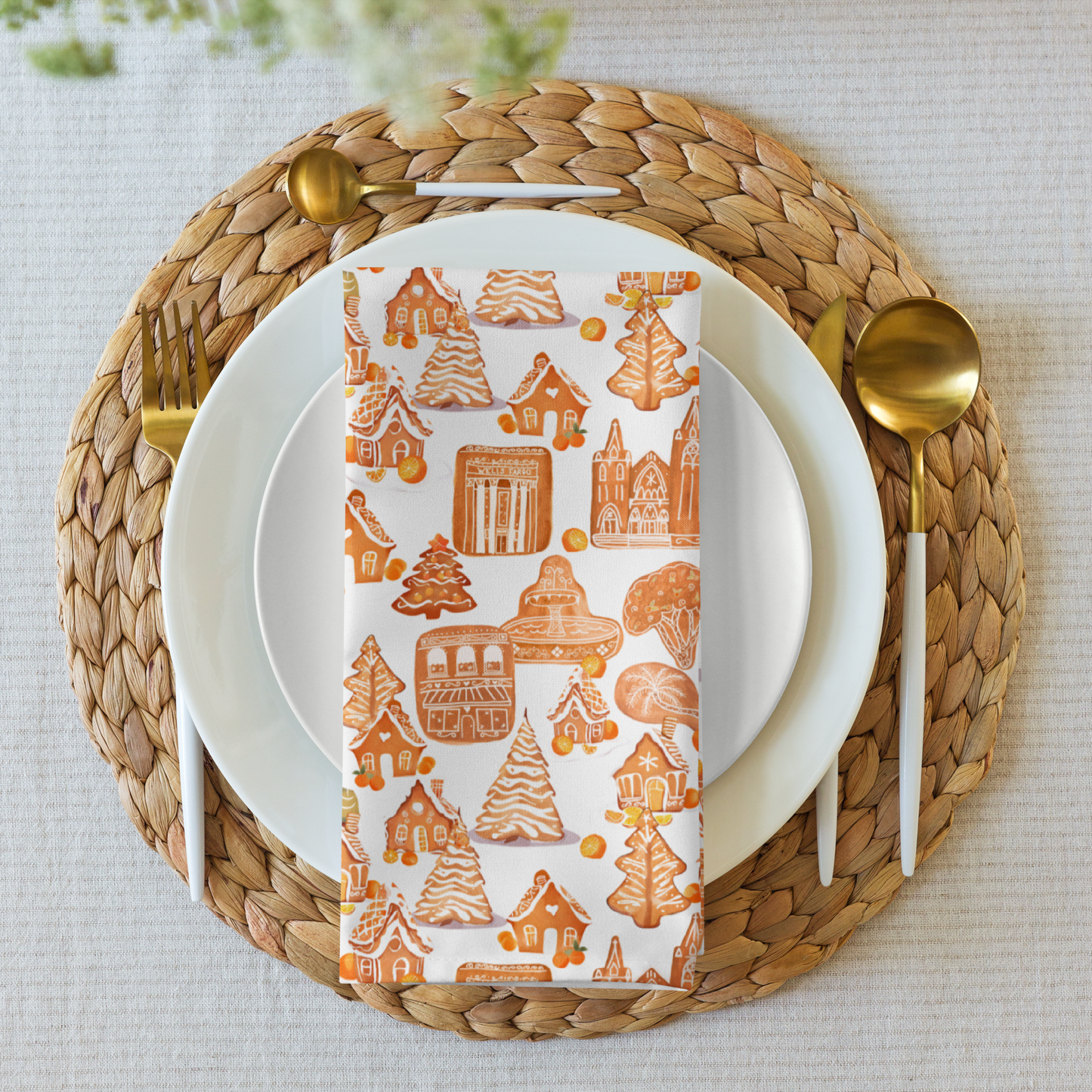 Old Towne Gingerbread Village Cloth Napkin set of 4