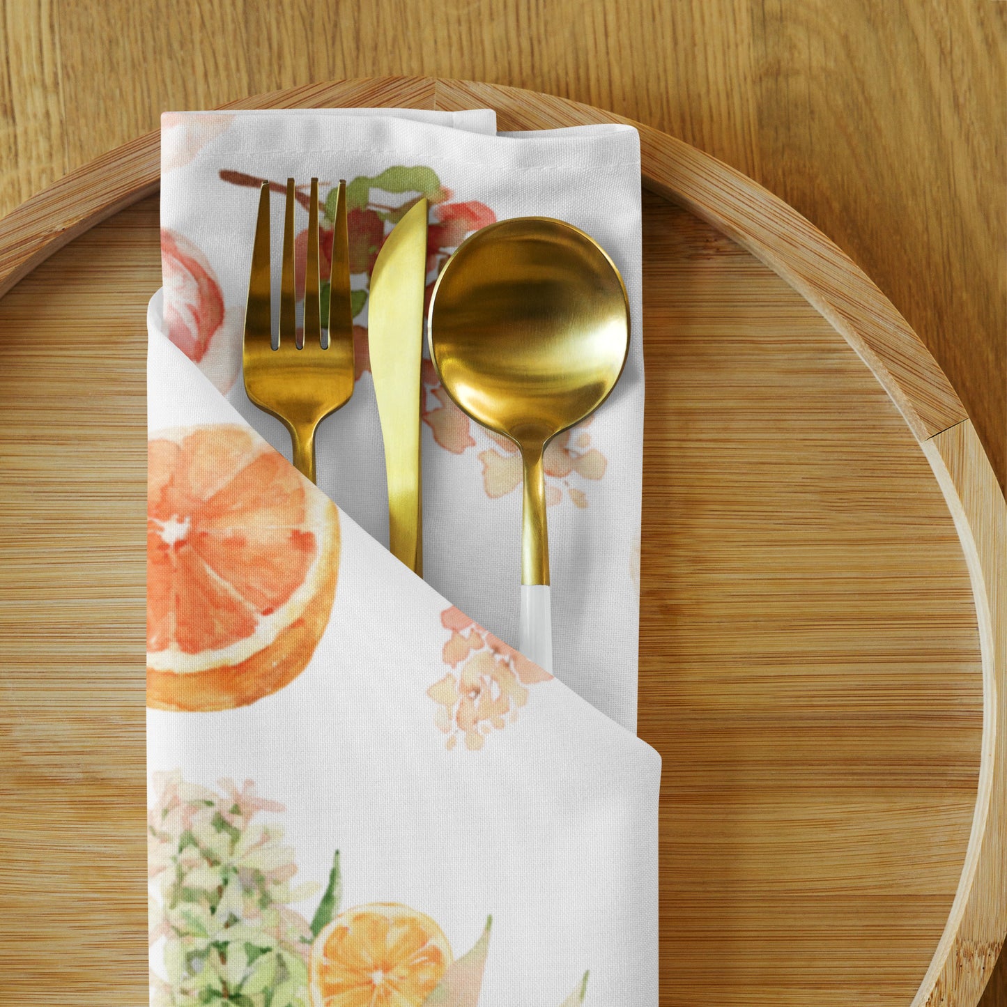 Orange Spring Floral Cloth napkin set