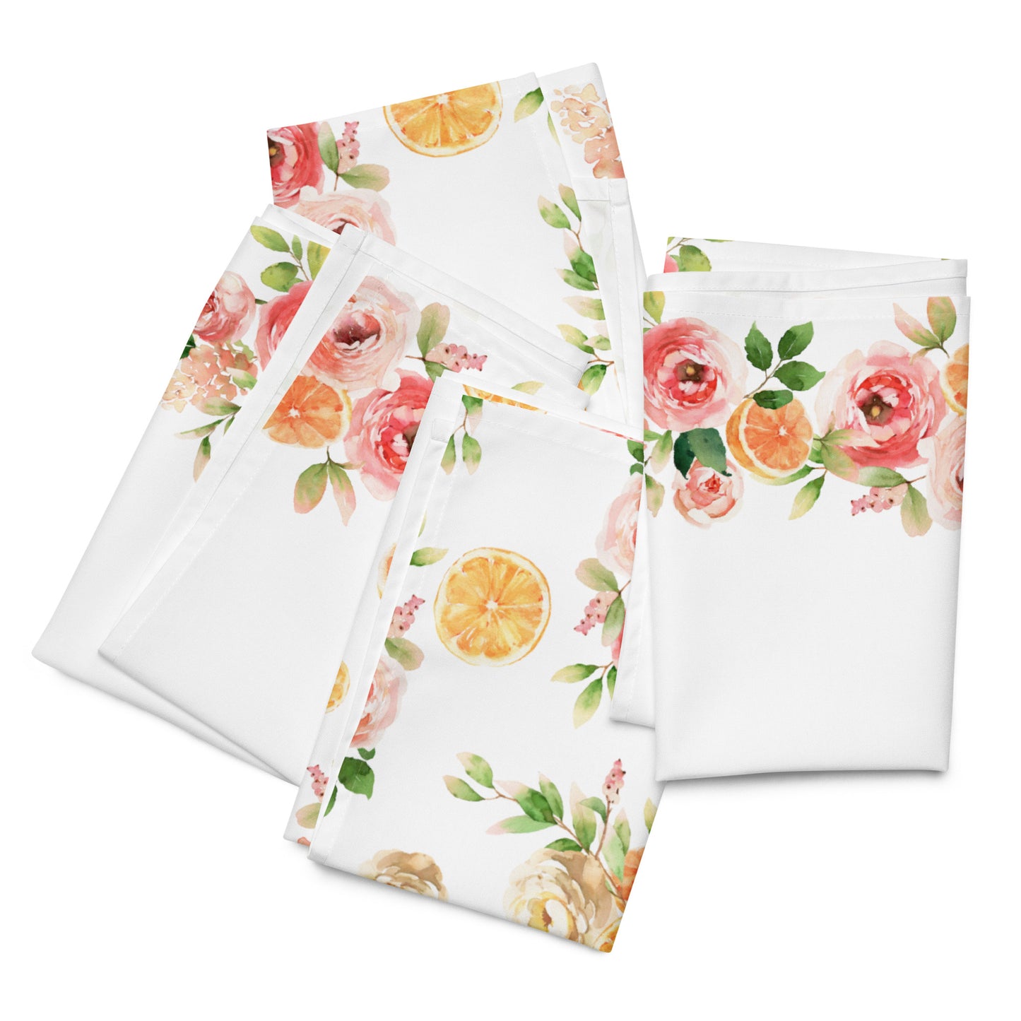 Orange Spring Floral Cloth napkin set