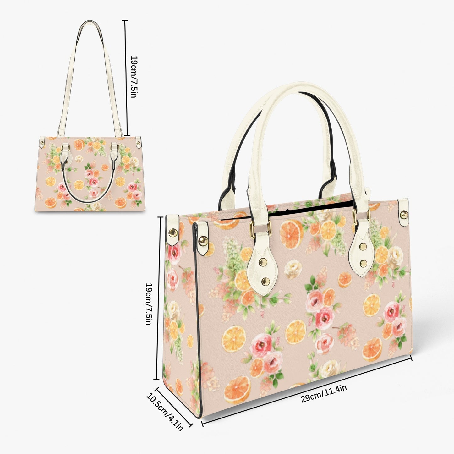 Orange Floral Women's Tote Purse - Blush Beige