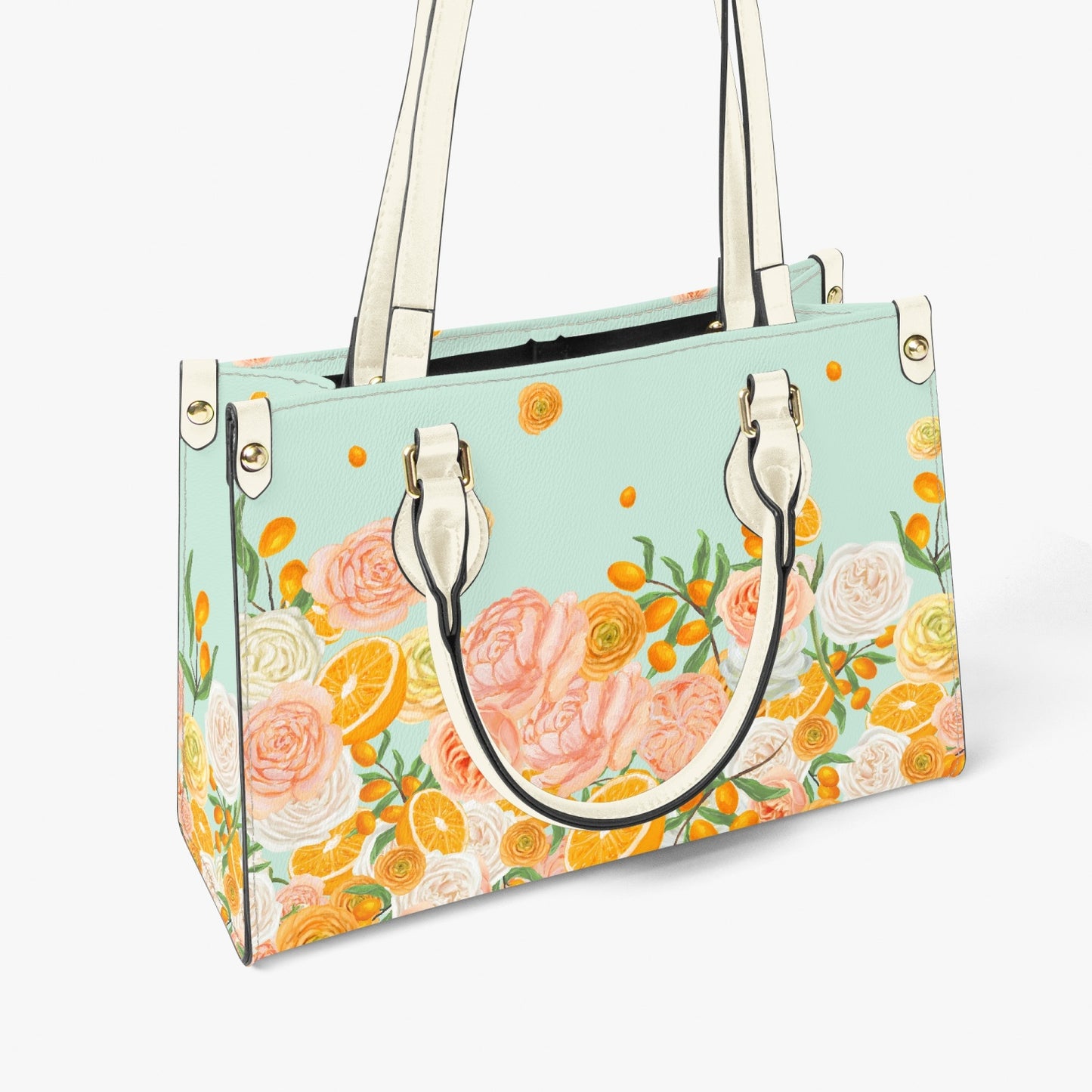 Citrus Blossom Women's Purse in Mint - Long Strap